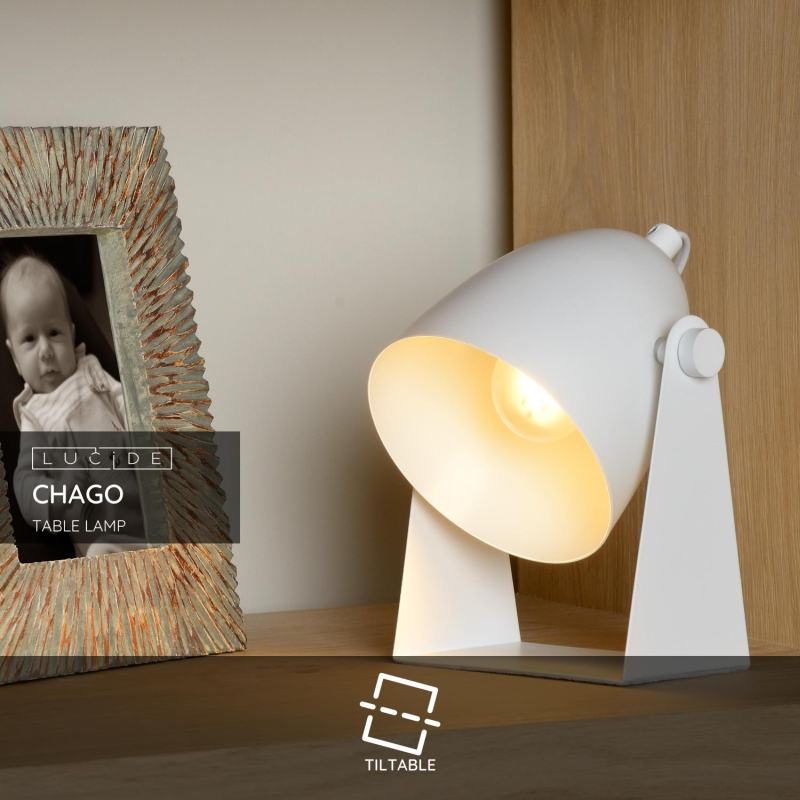 Lucide CHAGO - Stolná lampa - 1xE14 - Biela
